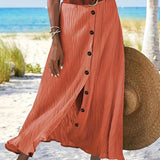 Jupe Midi Semi-Transparente à Fente