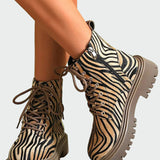 Chaussures à lacets en imprimé zèbre