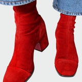 Bottines à talon épais et bout carré