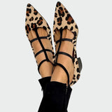 Ballerines à motif animal et lanières