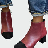 Bottines bicolores à talon modéré