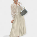 Longue Jupe Plissée en Satin