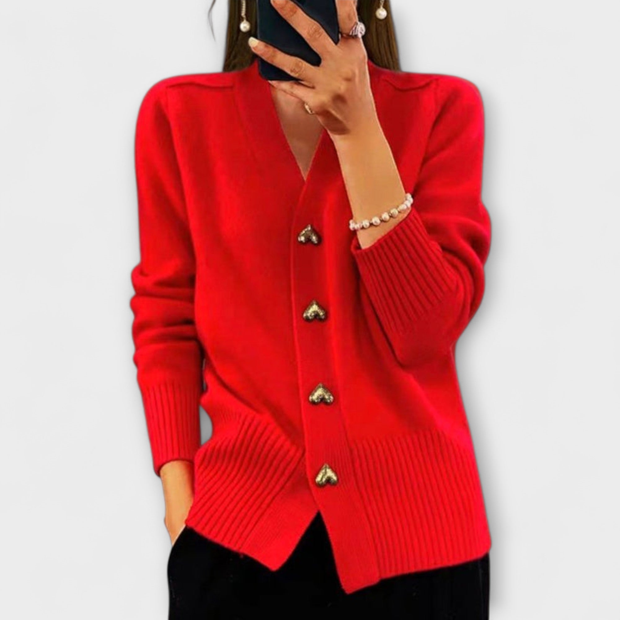 Marij – Pull vintage pour femme avec col en V