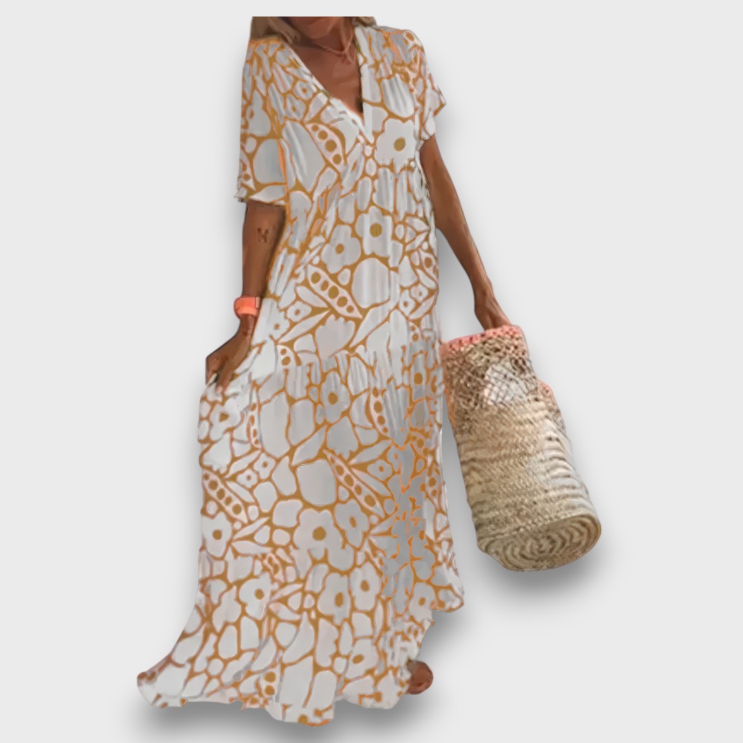 Robe Maxi à Imprimé Floral avec Boutons