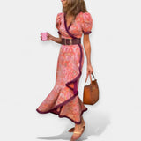 Robe Élégante avec Ceinture et Détails Bouffants