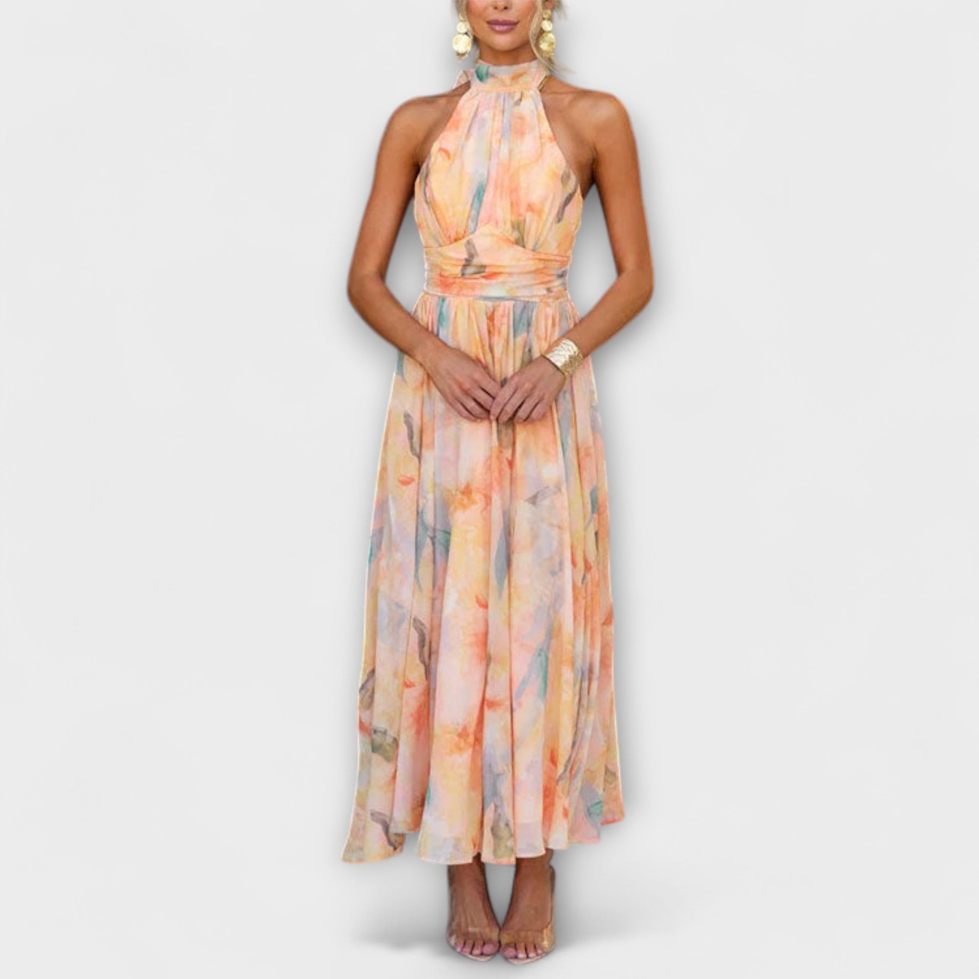 Robe Maxi à Motif Aquarelle