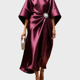 Robe Satinée avec Pli Latéral et Détail de Boucle