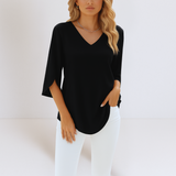 Blouse Chic à Décolleté en V et Manches Dégagées