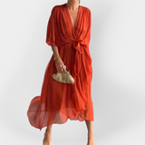 Robe en Chiffon à Décolleté en V