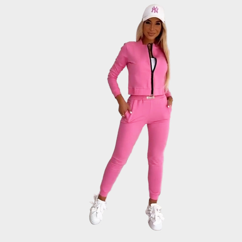 Ensemble Sportif Femme 3 Pièces à Zip avec Coupe Confort