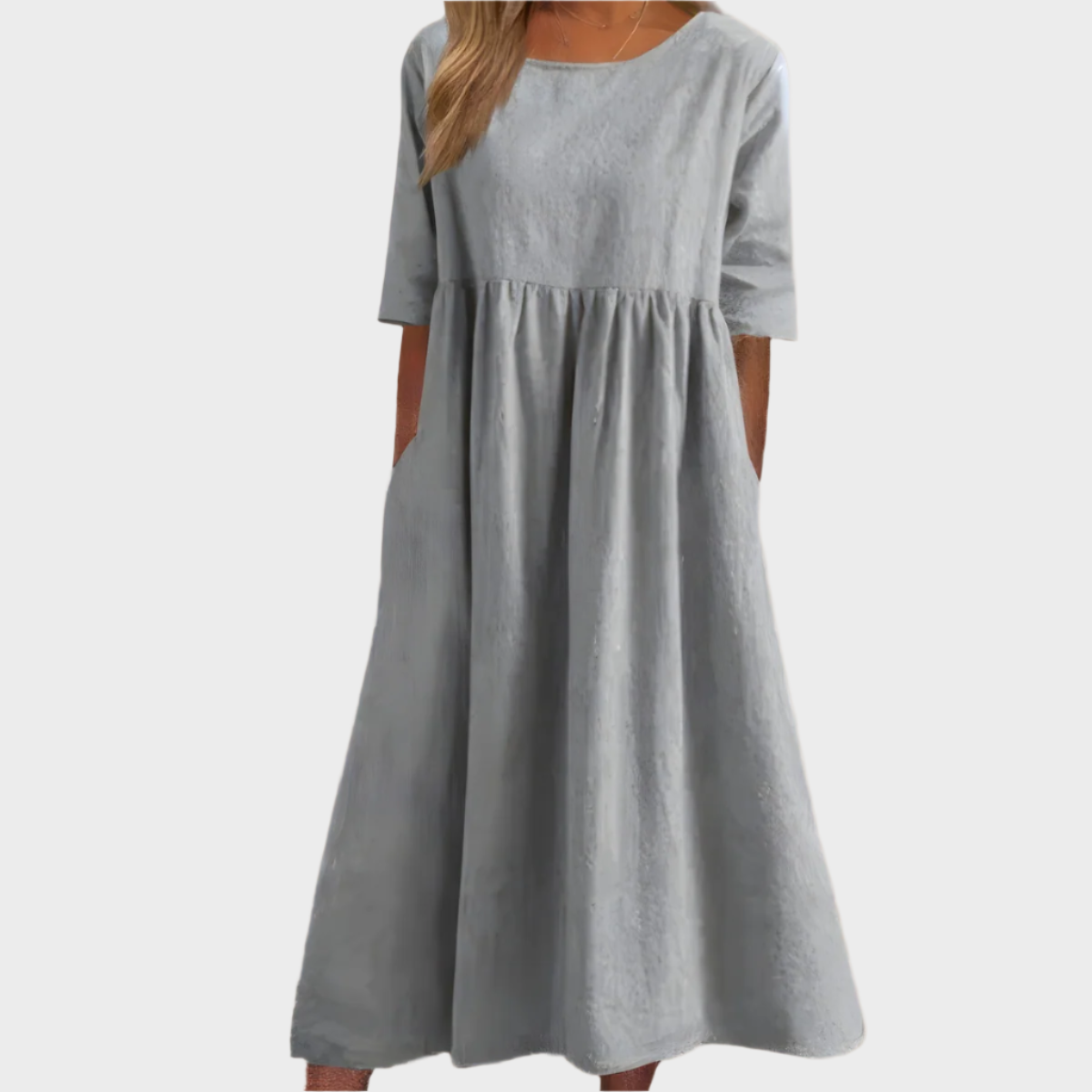 Robe en Lin à Manches Courtes avec Silhouette Légère