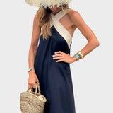 Robe Chic à Dos Nu avec Col Croisé Contemporain