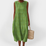 Robe Élégante en Coton Sans Manches avec Poches