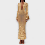 Dolly's Golden Knit Maxi Dress