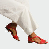 Sandales ouvertes à talons bas avec lanière