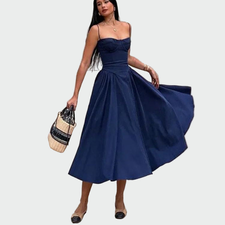 Maxi Robe Satinée à Fines Bretelles