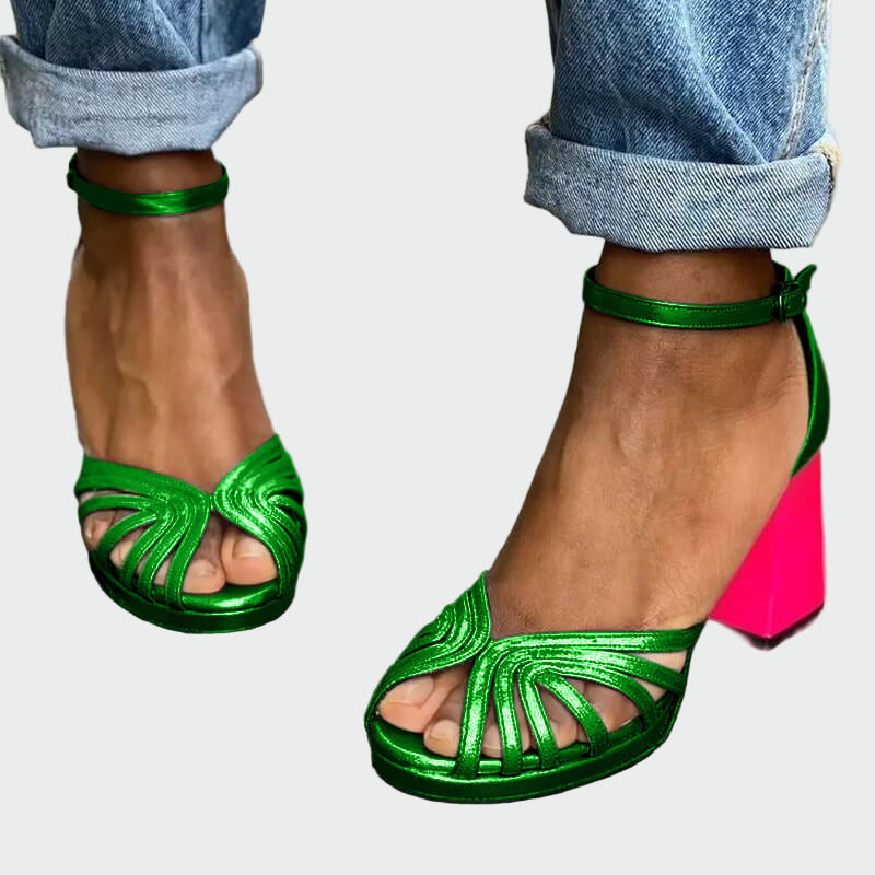 Bicolore Sandales à Talon