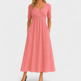 Robe Élégante Longue à Décolleté Croisé