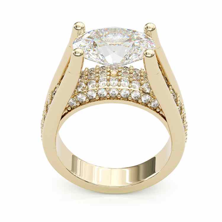 Victoria – Bague scintillante avec des ornements latéraux.