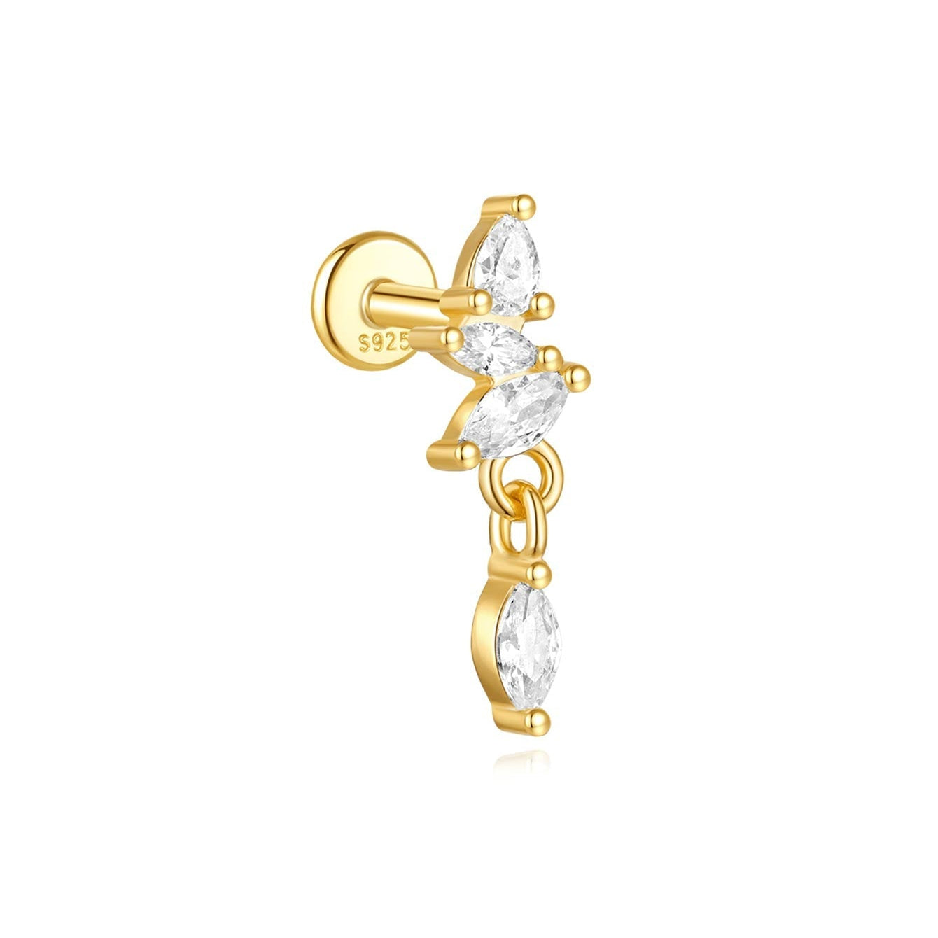 Lina – Boucles d'oreilles dorées au design filigrané courbé.
