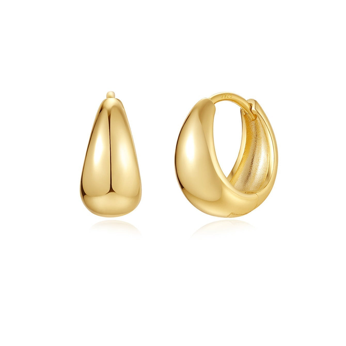 Rosalie – Boucles d'oreilles en or délicates au design courbé.