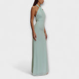 Robe Longue Satinée avec Nœud au Cou