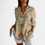 Chemisier à Motif Floral avec Boutons
