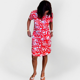 Robe Midi à Motifs avec Manches Courtes