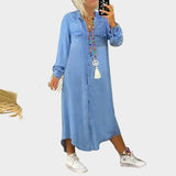 Robe longue en denim à manches longues