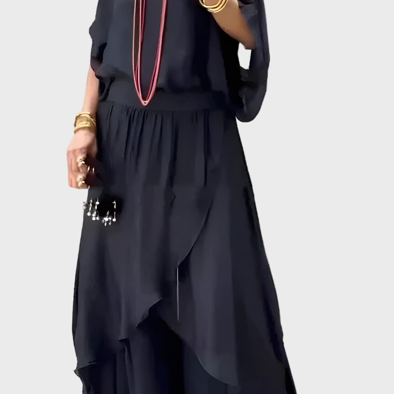 Ensemble Deux Pièces en Chiffon : Haut Large et Pantalon Déchiré