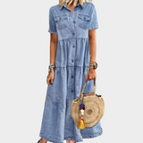 Robe en denim douce avec boutons