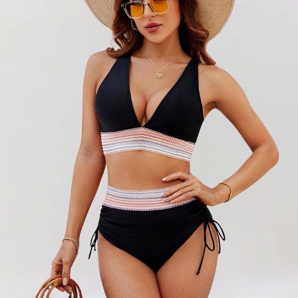Ensemble de Bikini à Taille Haute avec Soutien Ventral