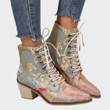 Cuir Bottines Fleurs