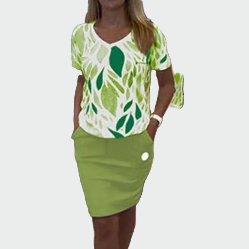 Ensemble Élégant avec Motif et Jupe