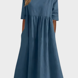 Robe en Lin à Manches Courtes avec Silhouette Légère