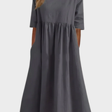 Robe en Lin à Manches Courtes avec Silhouette Légère