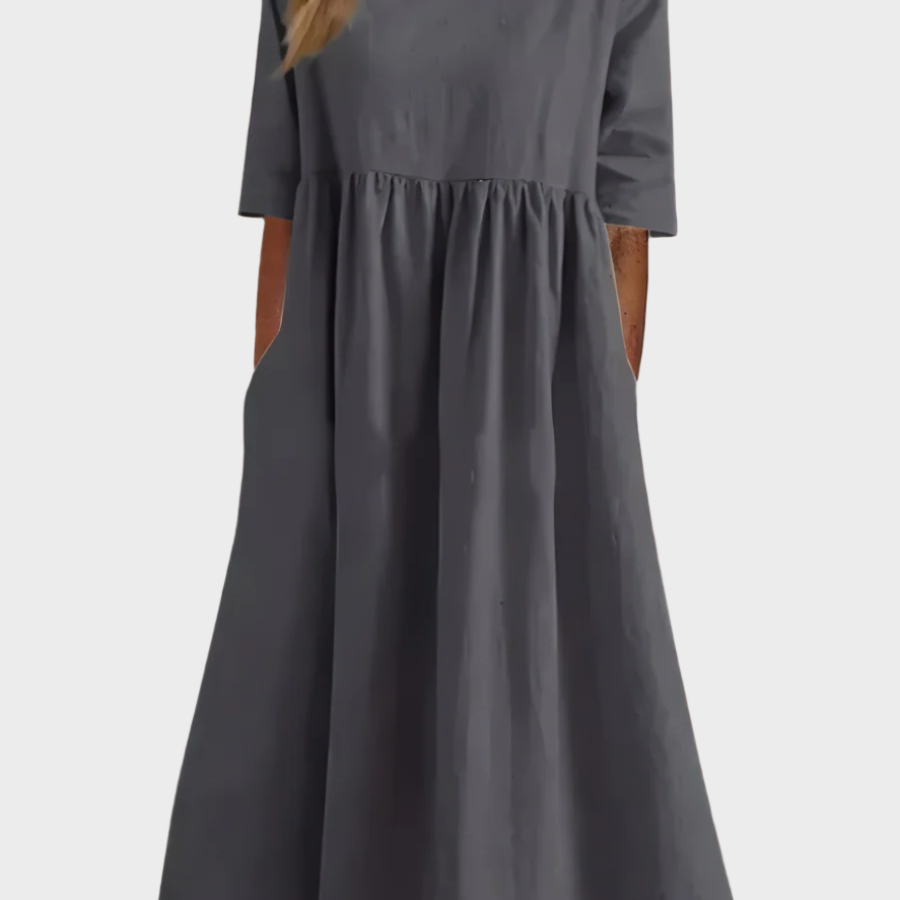 Robe en Lin à Manches Courtes avec Silhouette Légère