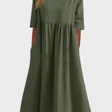 Robe en Lin à Manches Courtes avec Silhouette Légère