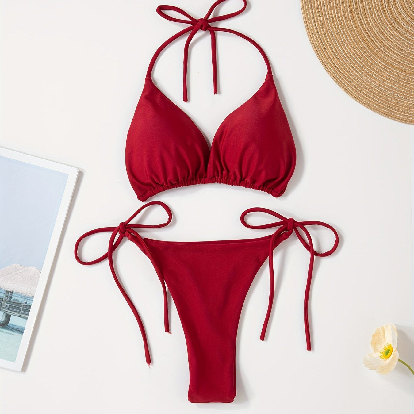 Ensemble de Bikini à Nouer avec Slip en V
