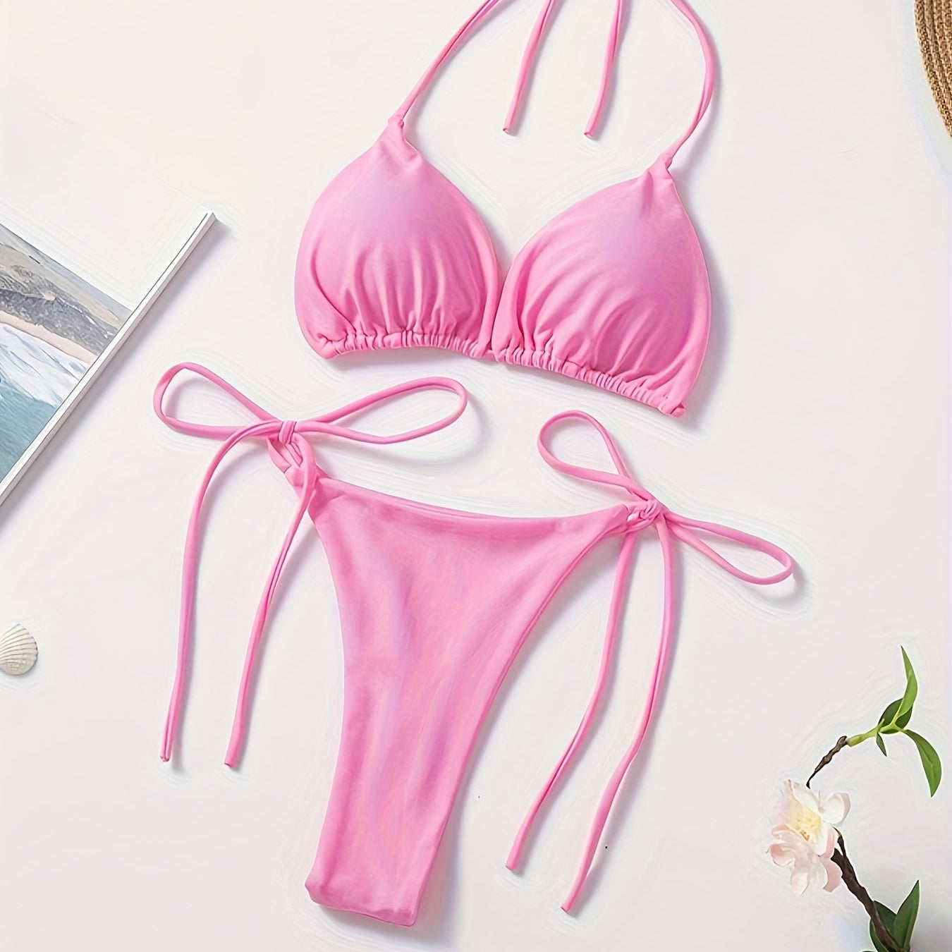 Ensemble de Bikini à Nouer avec Slip en V