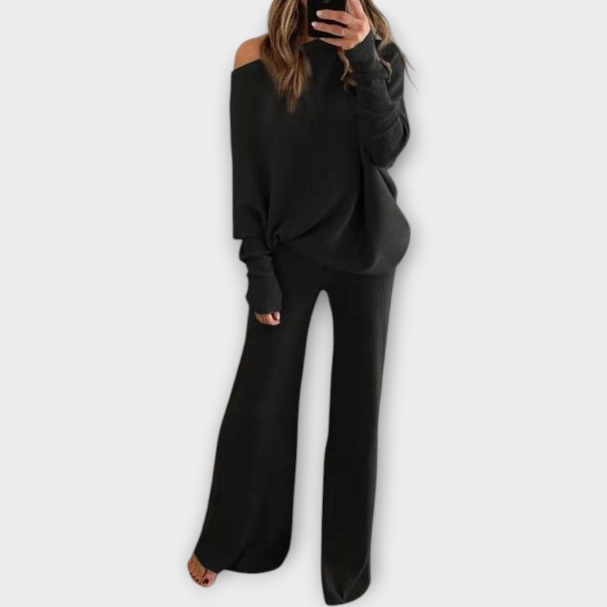 Ensemble tricoté : pantalon ample et pull décontracté