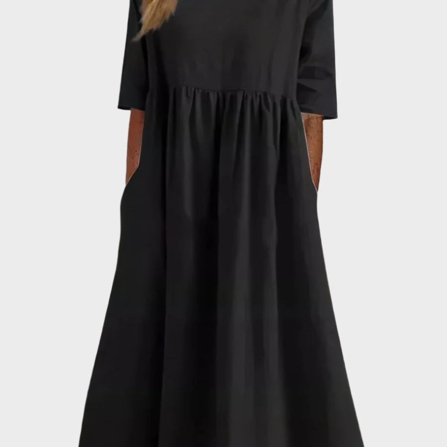 Robe en Lin à Manches Courtes avec Silhouette Légère