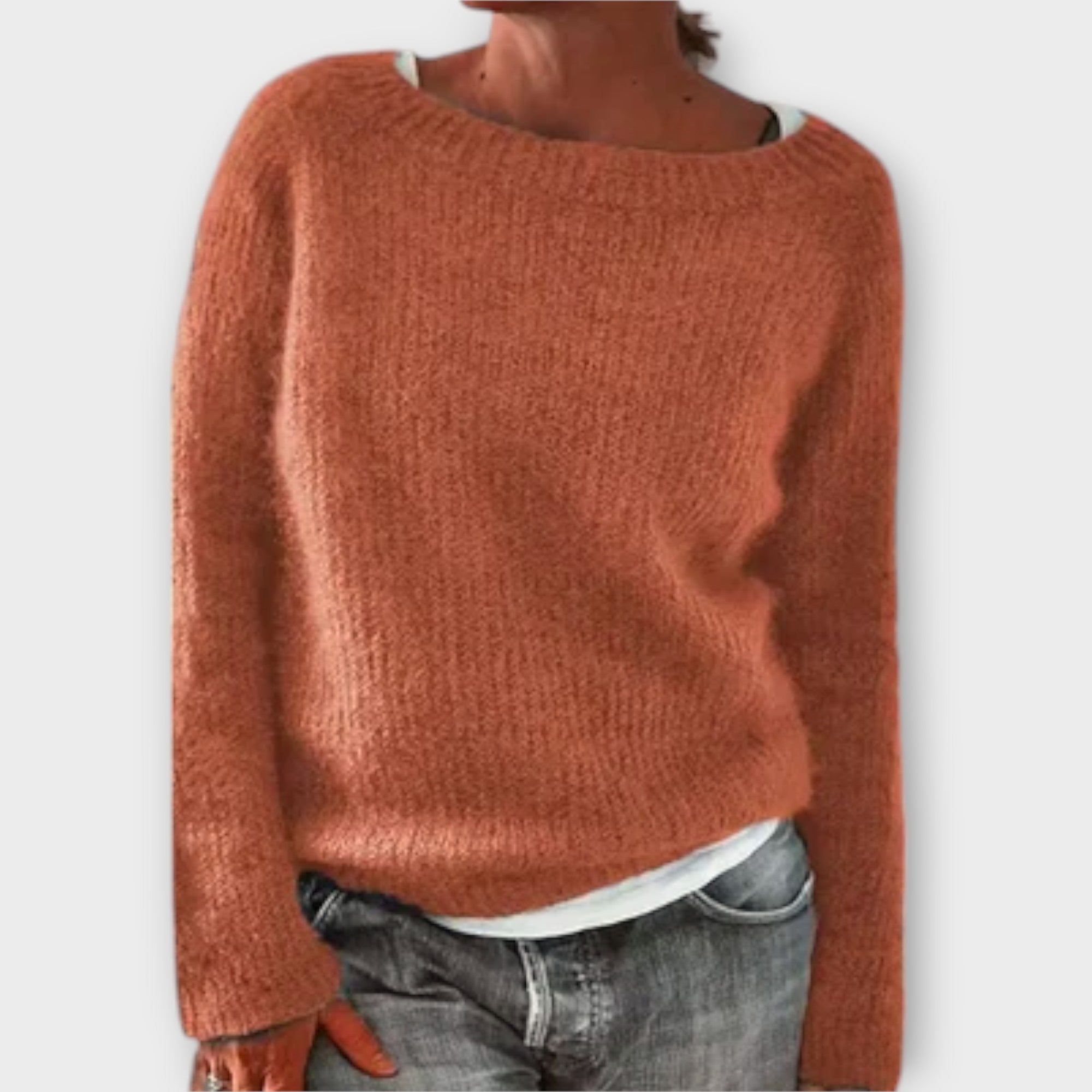 Regine – Pull en Tricot Uni" can be rewritten as "Regine – Sweater in Solid Knit.