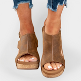 Sandales en Suède à Talon Élevé