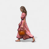 Robe Satinée Romantique avec Ceinture et Volants