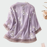 T-shirt en coton orné de fleurs brodées