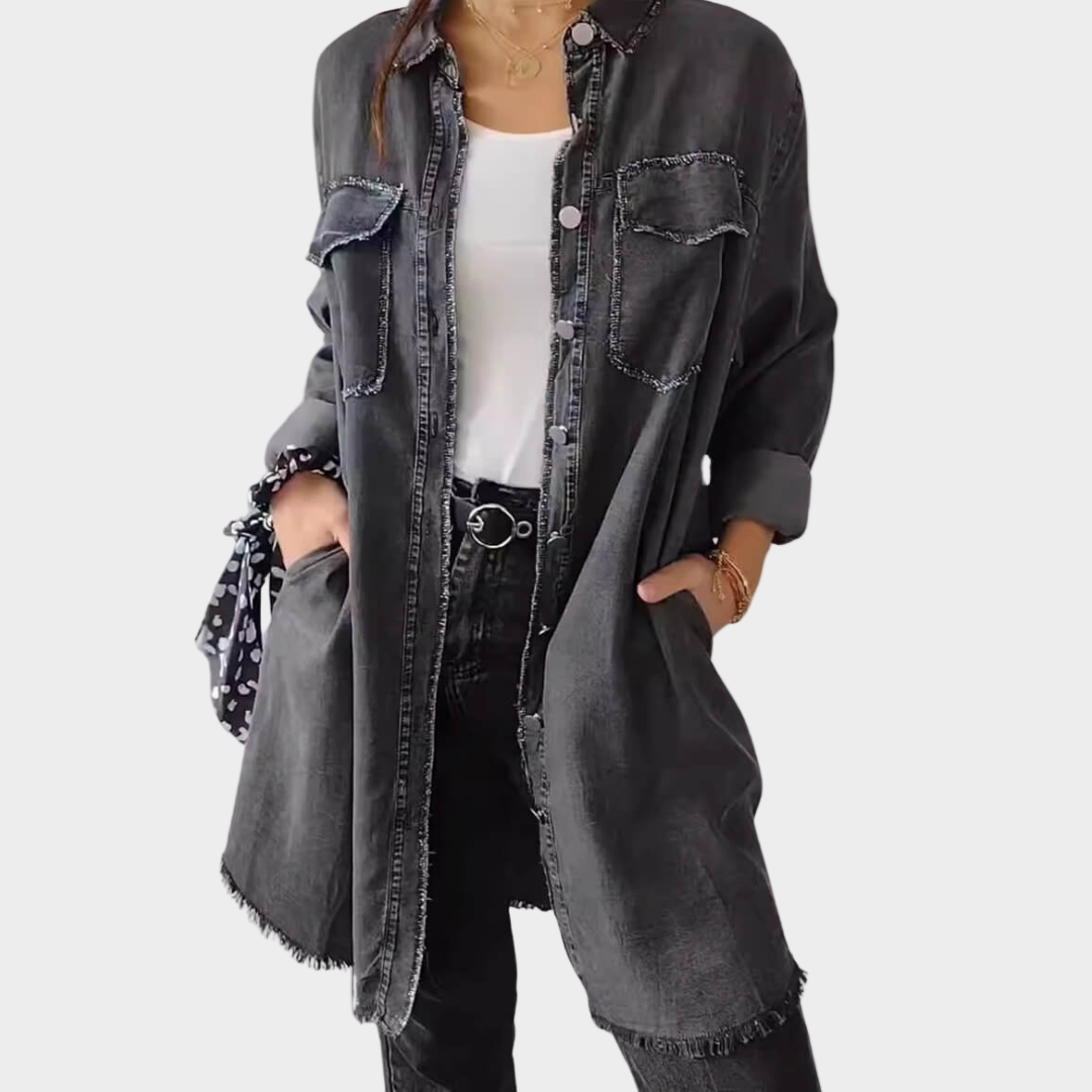 Chemise en denim à manches longues avec col classique