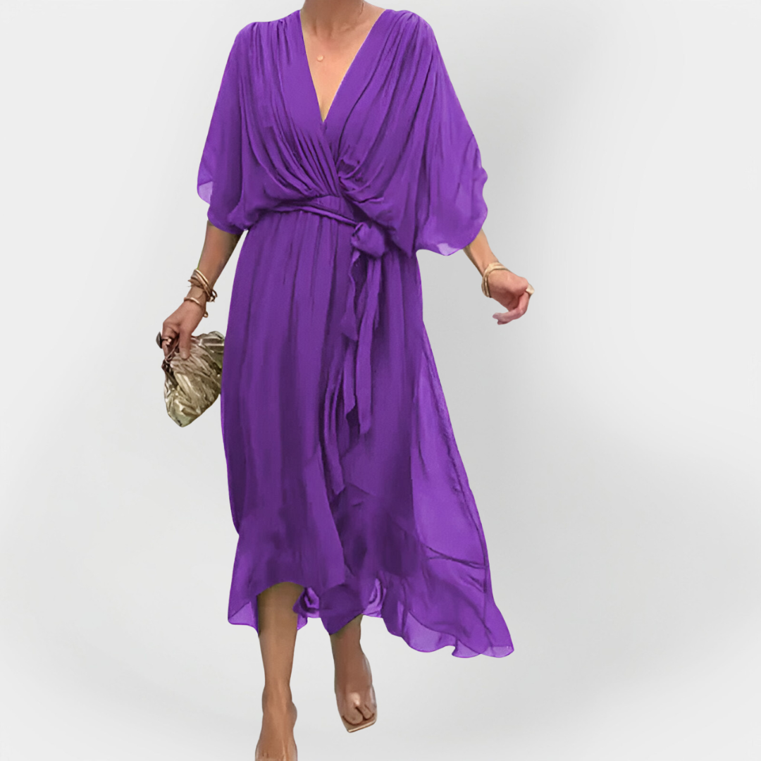 Robe en Chiffon à Décolleté en V
