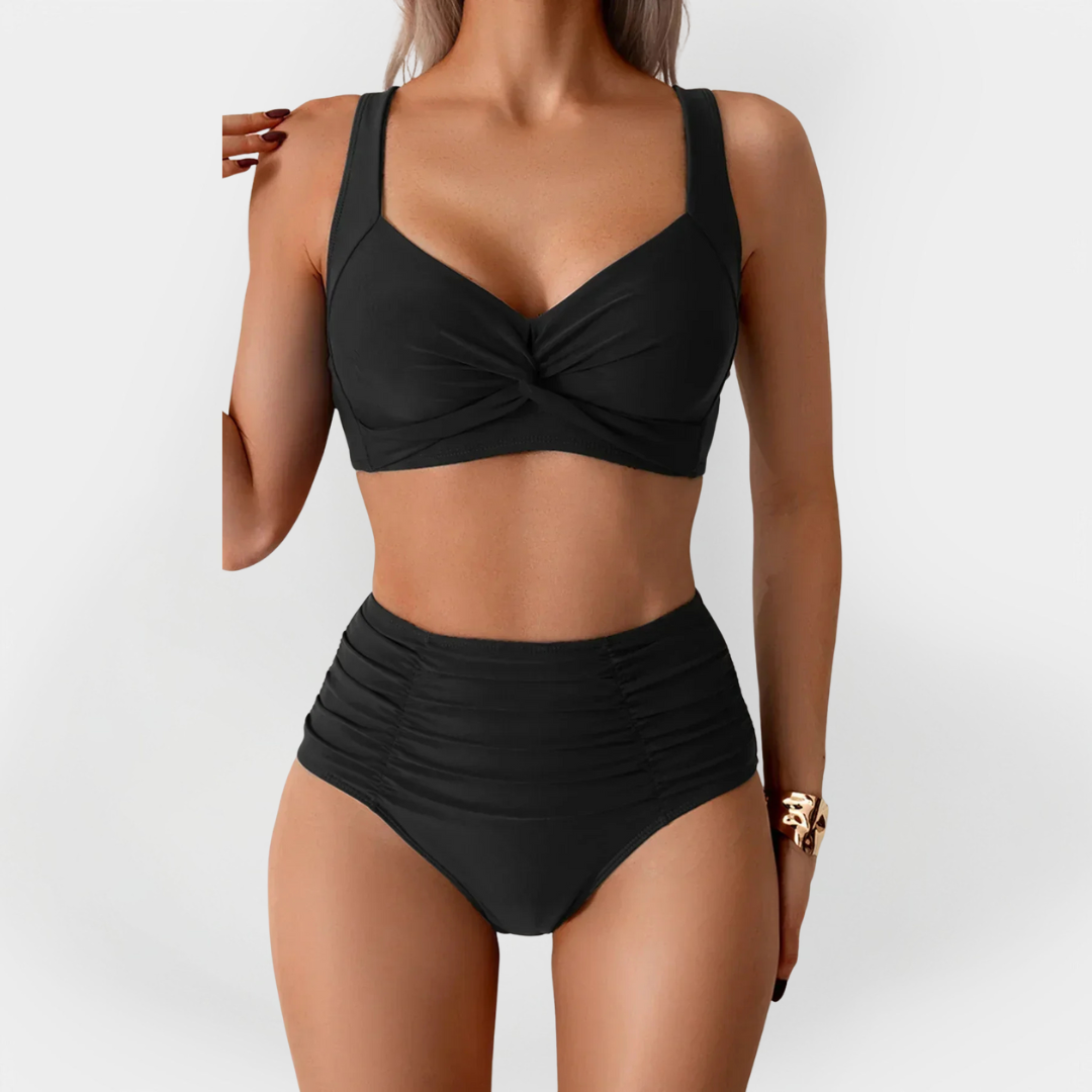 Maillot de Bain Femme Taille Haute avec Détail au Buste