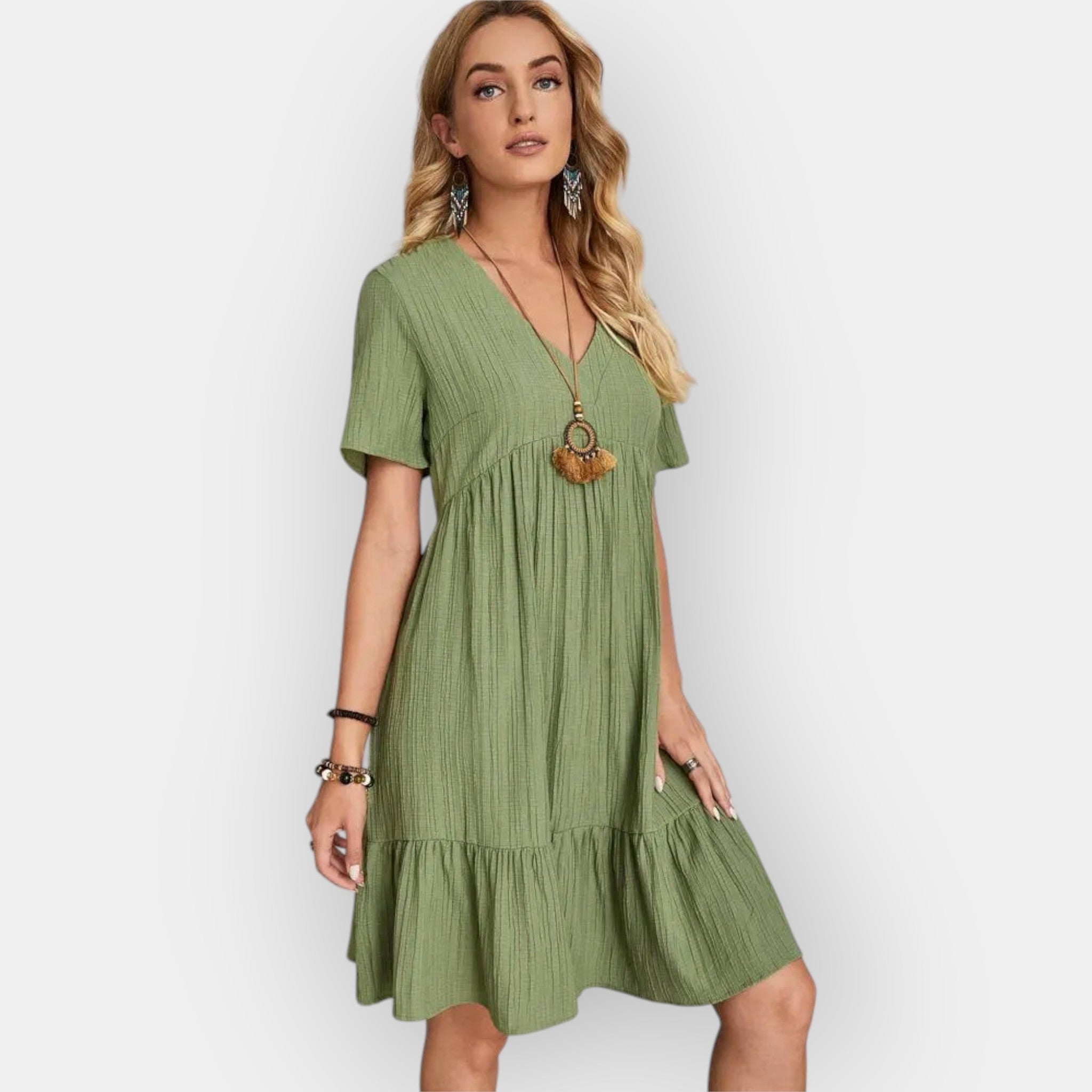 Robe Midi à Décolleté en V